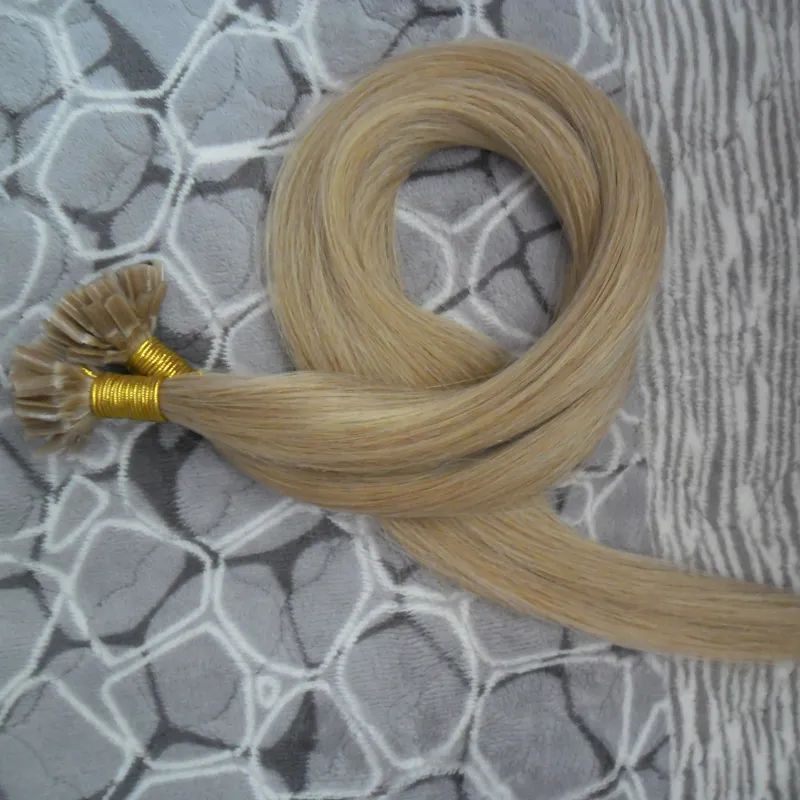 #27 Honey blond Virgin Hair Straight U Tip Hair Extension Keratine 100g Keratin Stick Tip fusion human hair