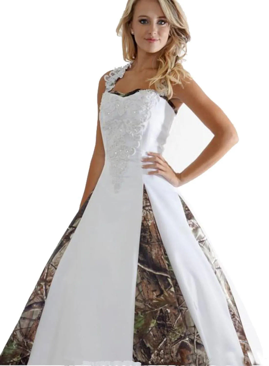 Nowe Suknie Ślubne Camo z aplikacjami Suknia Ball Długie Kamuflaż Wedding Sukienka Plus Size Suknie Ślubne