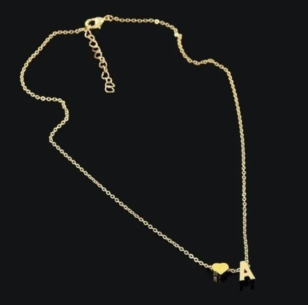 26 letras longas camisola cadeia choker pingente colar minúsculo amor coração pingentes para mulheres amantes collier presente ouro prata u-z