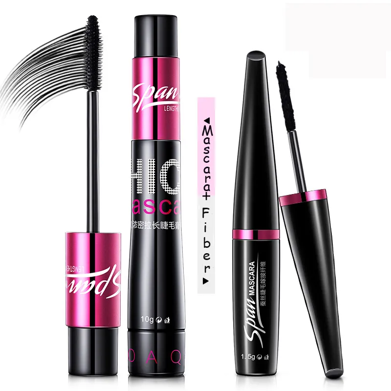 Bioaqua Black Silk Mascara Makeup Zestaw Extension Eyelash Głośność Włókno 3D Mascara Wodoodporne Kosmetyki 2 sztuk / partia