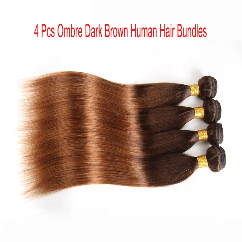 Brasilianisches gerades dunkles braunes Menschenhaar bündelt farbige 4/30 zwei Ton-Jungfrau-Haar-Webart-Großhandel Ombre-Menschenhaar-Erweiterungen