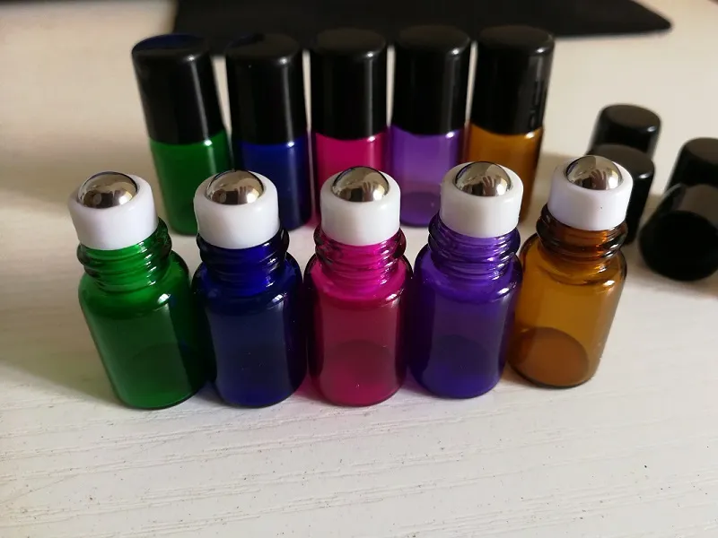 Glass Roll on Bottle Perfume Essential oil Aromatherapy Bottles 1ml 2ml 3ml steel Bead Walk Bead Bottles