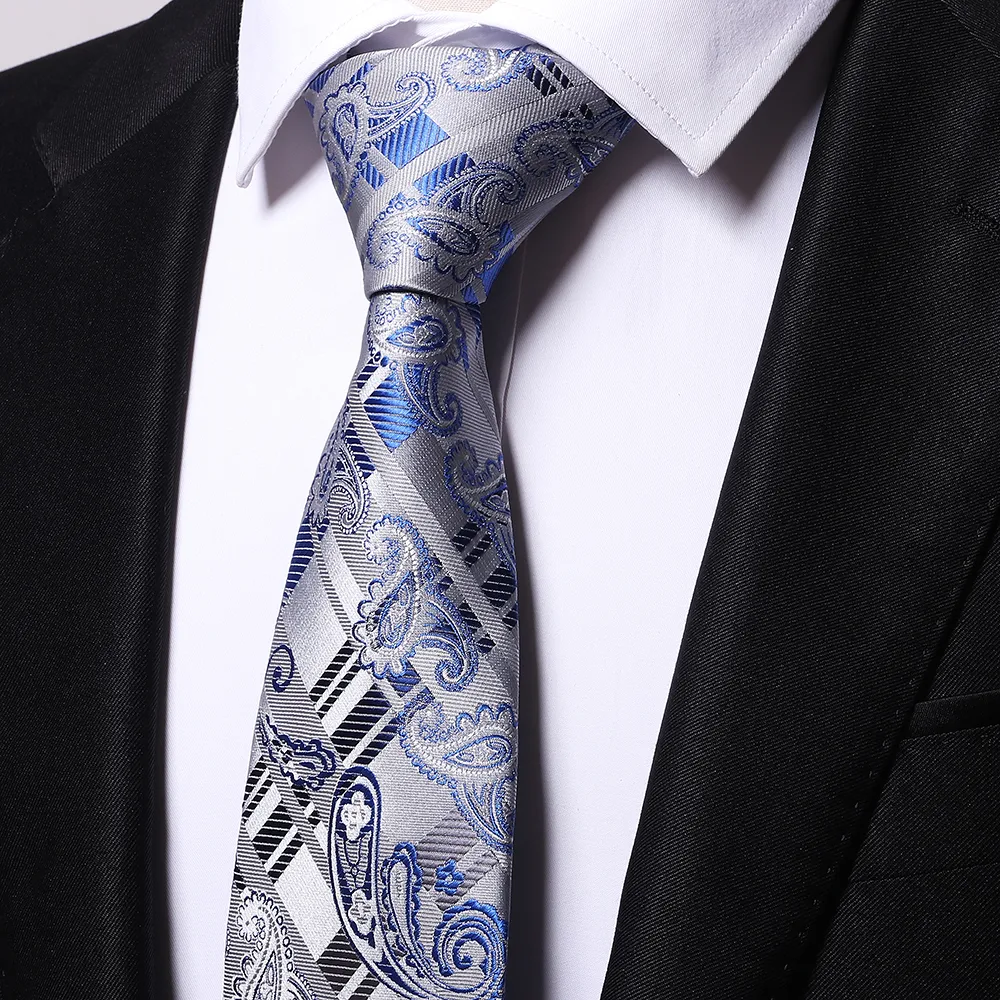 En gros 100% soie paisley bleu cravates hommes 2017 mariage cravate jacquard tissé cravate Party Business Formal Anniversaire Cadeau B0004