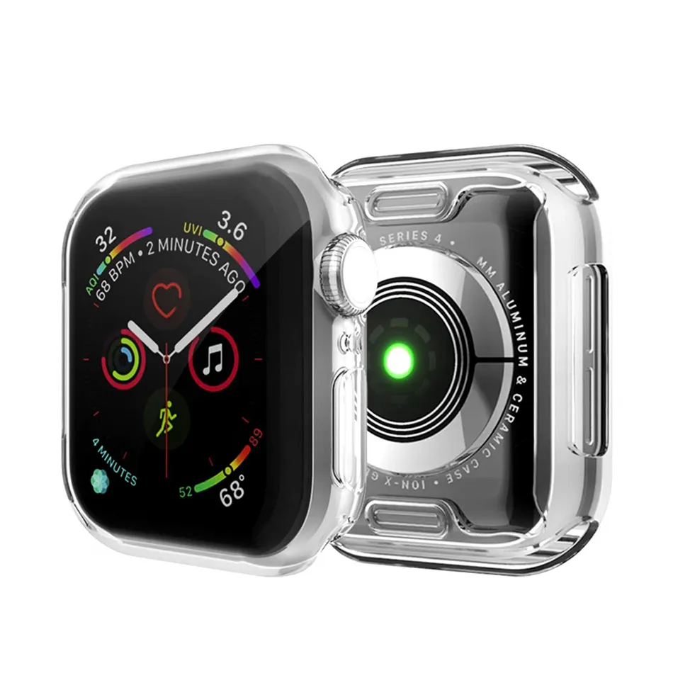 IWATCH 5 4 CASE 40MM 44MM 38MM 42MM CLEAR SOFT TPU 커버 시리즈 1 2 3 스크린 프로텍터 Apple Watch