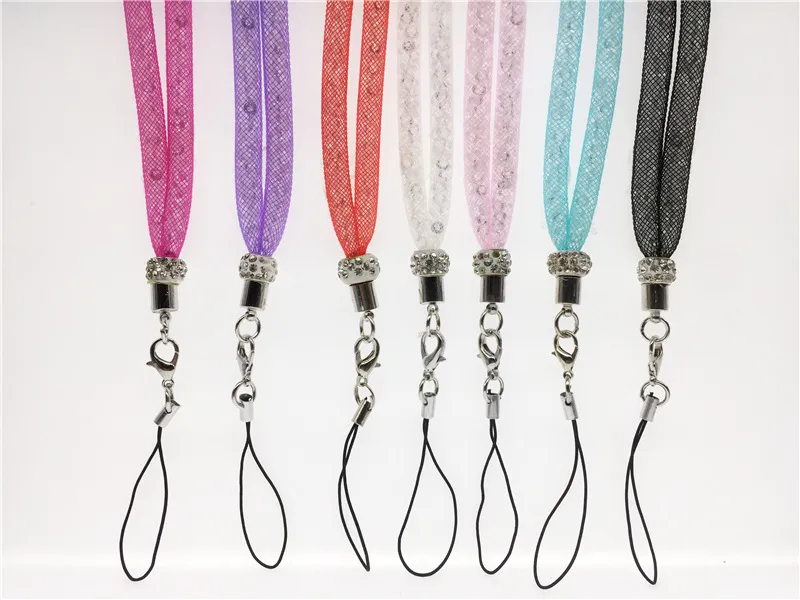 New mobile phone lanyard strap Bling crystal luxury diamond Candy color hanging neck rope telephone belt hang chain Bracele