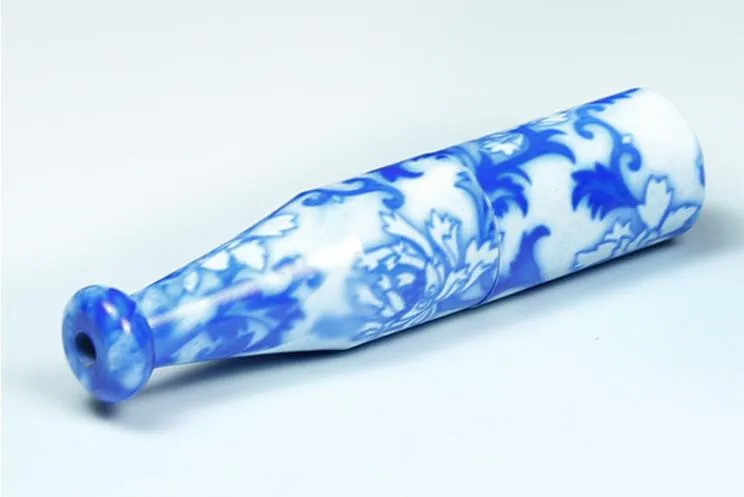 Новый керамический держатель для трубок длиной 78 мм из синего и белого фарфора.
