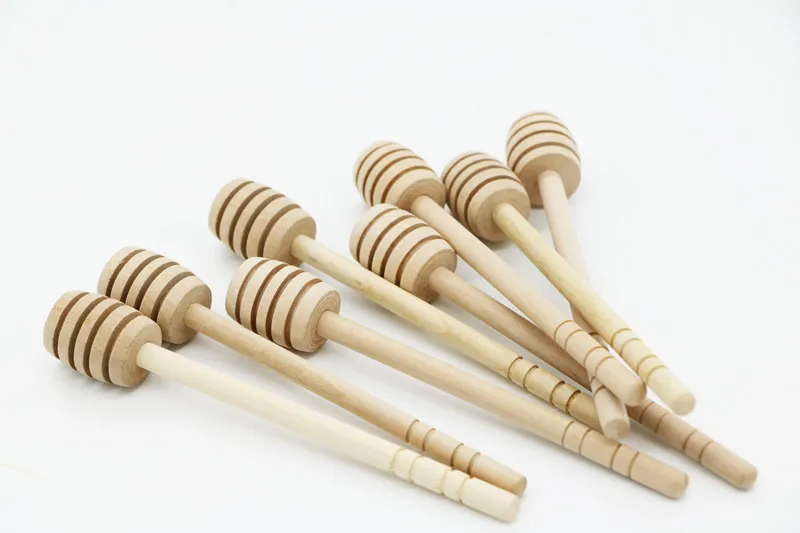 Mini Wooden Honey Stick Honey Dipper Party Supply Wood spoon for Honey Jar Long Handle Mixing Stick XB1