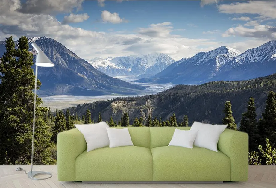 Custom 3D Wall Mural Wallpaper Home Forest scenery snow mountain 3D scenery Photo Wall Paper For Living Room Bedroom