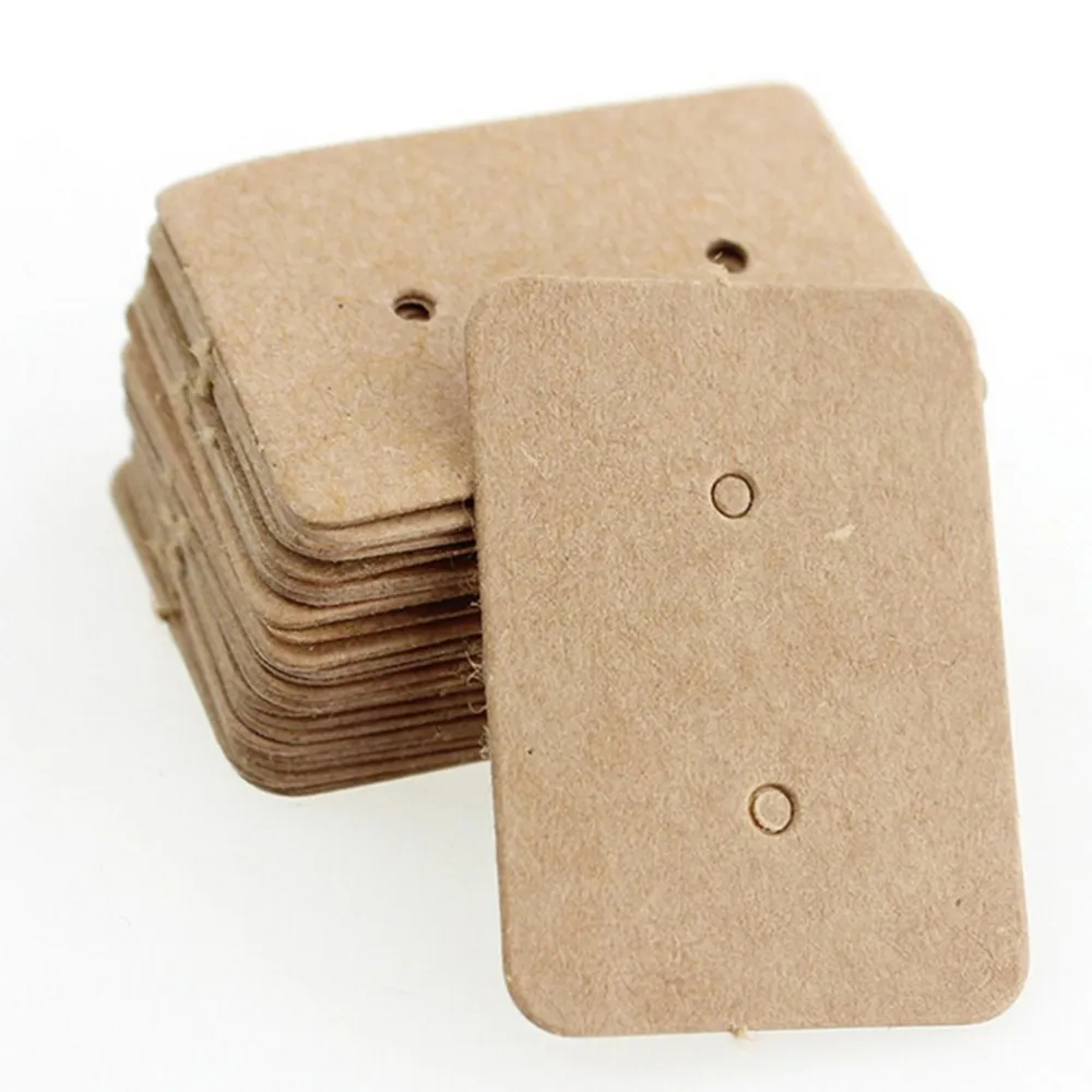 3.3X2.5CM Brown Kraft Paper Earring Card Ear Studs Display Tag Label