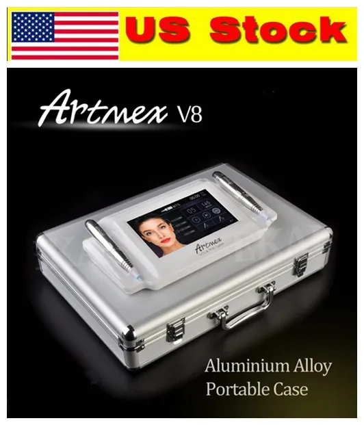 US Stock! Newest Intelligent Artmex V8 Digital Permanent Makeup Tattoo Art Machine Eyes Rotary Pen MTS PMU System Touch Screen