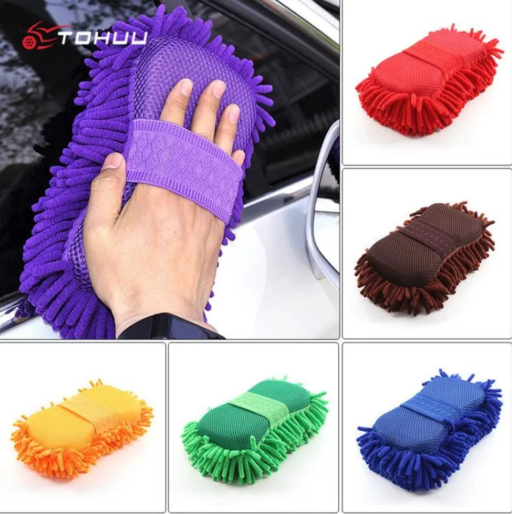 Super Car Wash Glove Car Hand Soft Towel Microfibra Ciniglia Pulizia Sponge Block Forniture per lavaggio auto