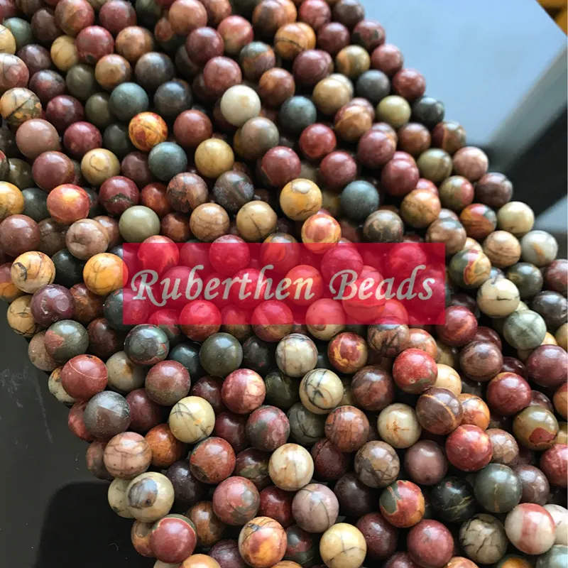 NB0045 Wholesale Natural Loose Beads Stone Red Picasso Jasper Beads Natural Stone 4/6/8/10 mm Round Beads for Making Jewelry