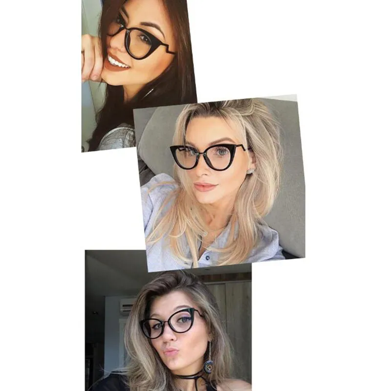 سيدة الساخنة القط العين النظارات إطارات للنساء العلامة التجارية مصمم النظارات البصرية معبد المعادن أزياء النظارات