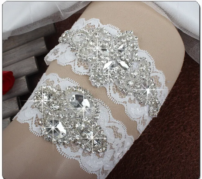 Golpes de novia de cristal chispa Garters de boda Real Película hecha a mano Garters de pierna de boda barato en stock5134298