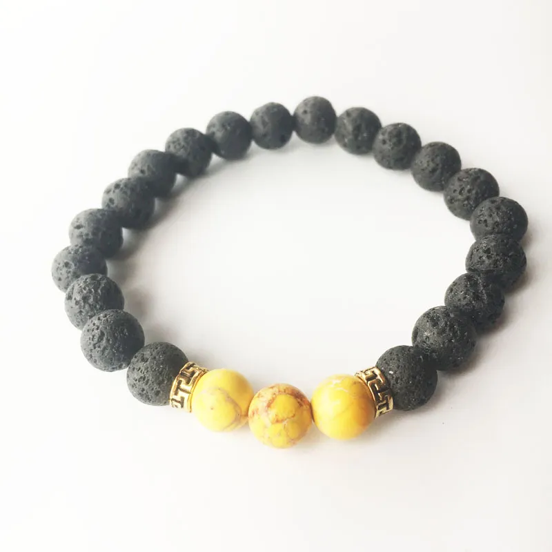 Lava Rock Stone Beads Pulseira Pedra Natural Turquesa Oração Buddha Pulseira Bangle Cuffs para Mulheres Homens Moda Jóias Drop Shipping