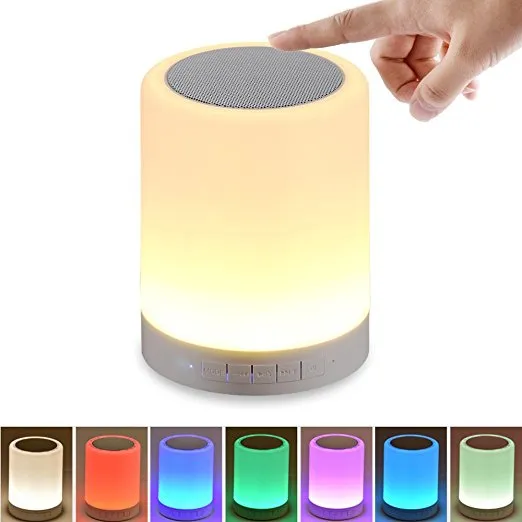 Night Light Bluetooth Speaker, Altifalantes portáteis sem fio Bluetooth Touch Control Cor Speaker LED, viva-voz / TF / AUX-IN Suportado