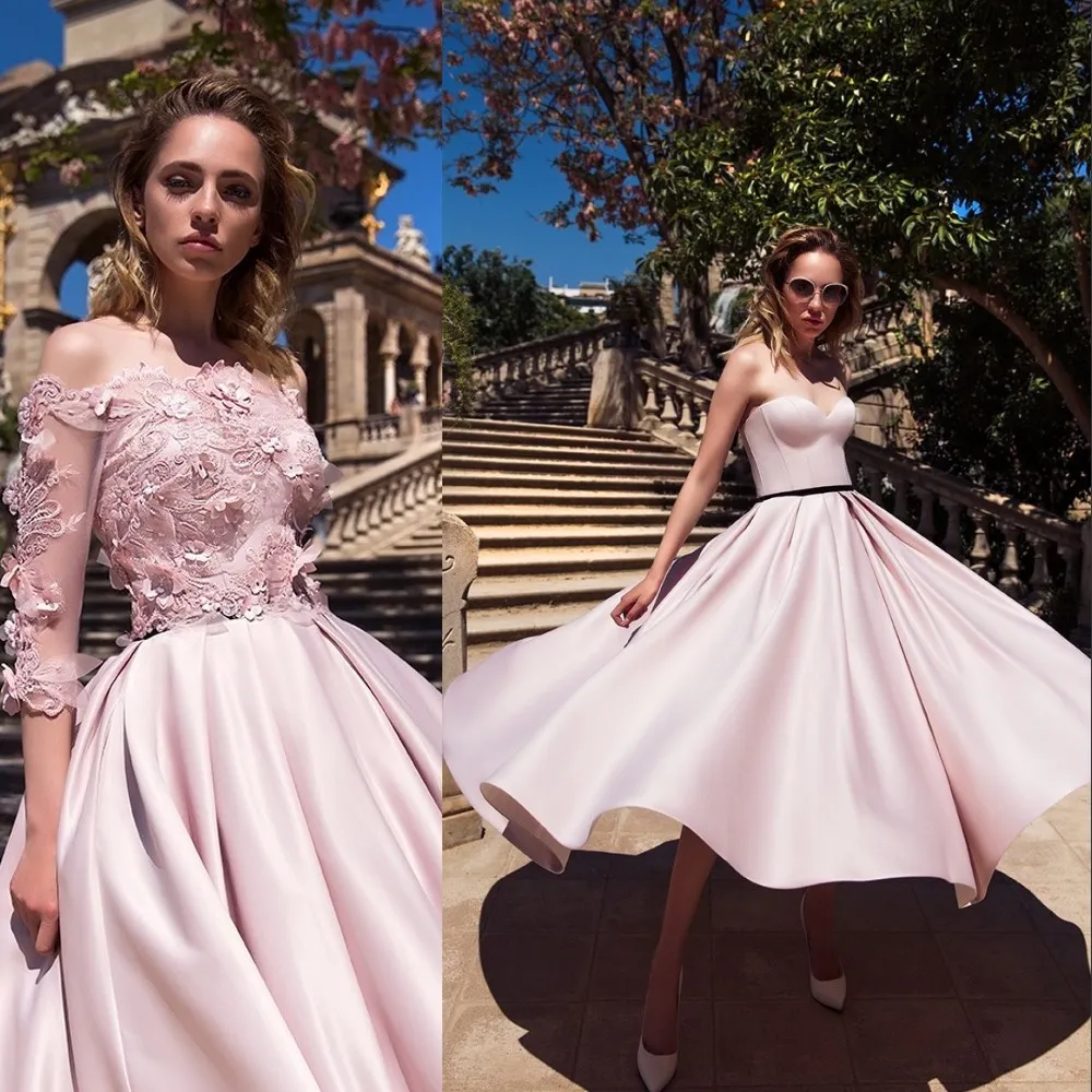 Elegante bleke roze feestjurk met geappliceerde blouse nieuwe collectie lieverd satijnen enkel lengte cocktailjurk mooie prom dress formele slijtage