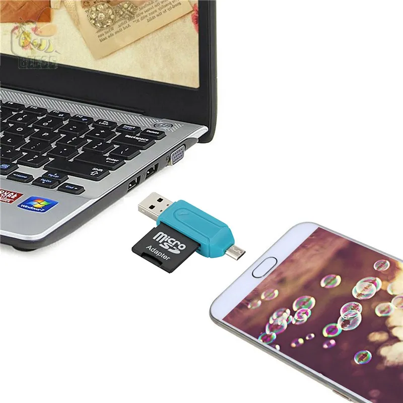 Оптовая универсальный все в 1 внутренний считыватель micro USB разъем дисплея OTG TF / SD флэш-карты памяти 500 шт./лот