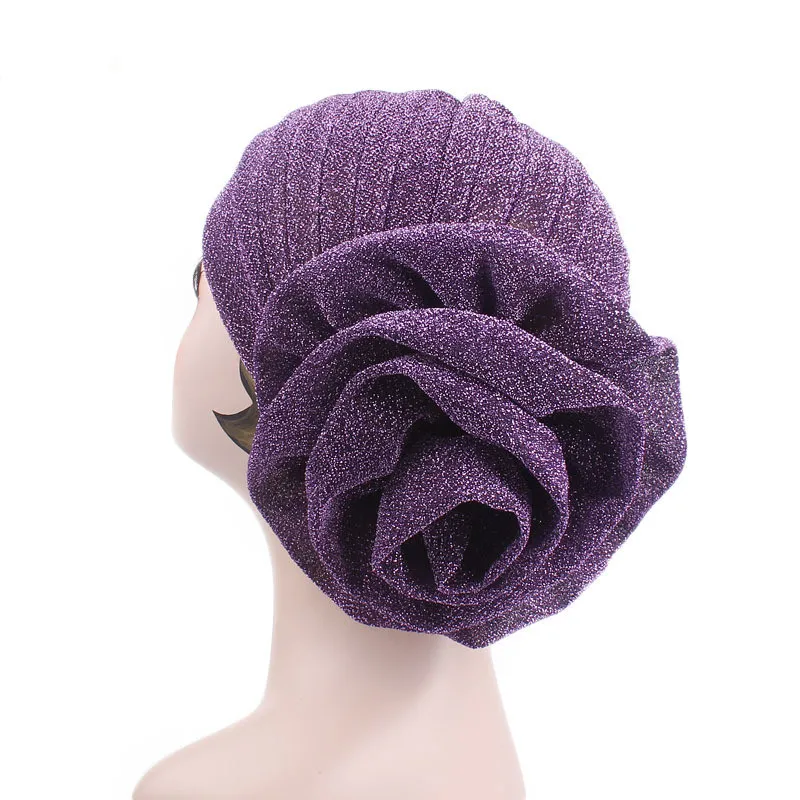 Nya modehattar Kvinnor ruffle turban huvudbonader med stor poplin blomma cocktail bröllop te fest hatt indiska turban hattar