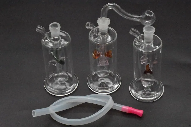 Mini plataformas oi de vidrio de alta calidad Nuevos Bongs de vidrio únicos Tubos de vidrio Tubos de agua Plataformas de aceite de narguile Fumar con tubo y manguera de quemador de aceite de 10 mm