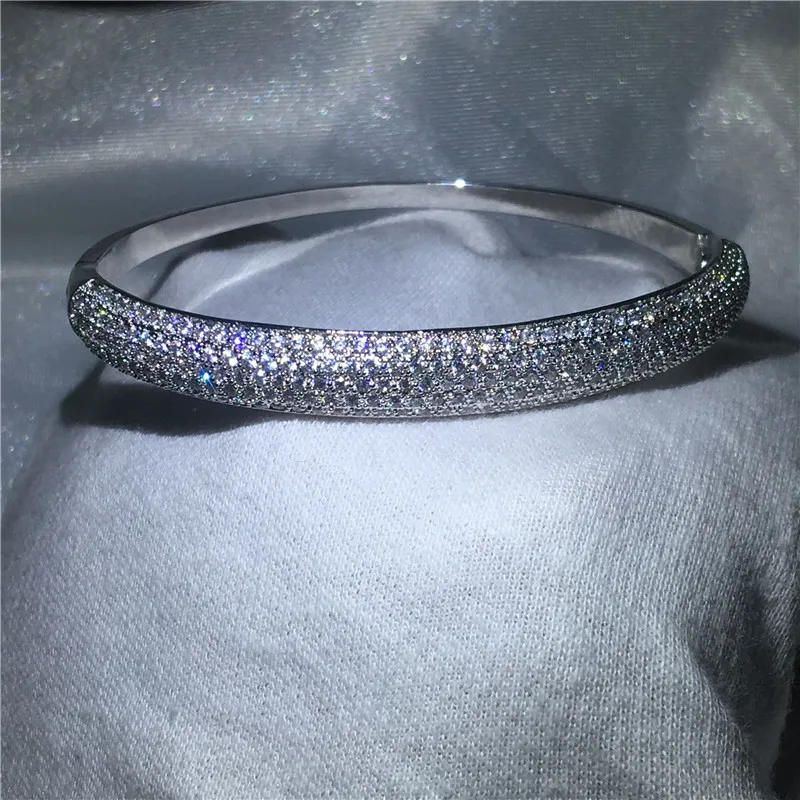 Merk Mode Pave Setting 300 stks Diamant Baguette Armband Grote Shinning Bangle voor Dames Huwelijk Toegang tot Toegang