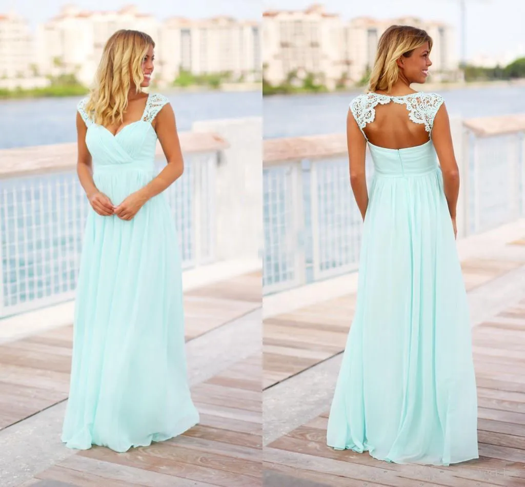 Custom Made Mint Green Bridesmaid Dresses Cheap Chiffon Long Floor