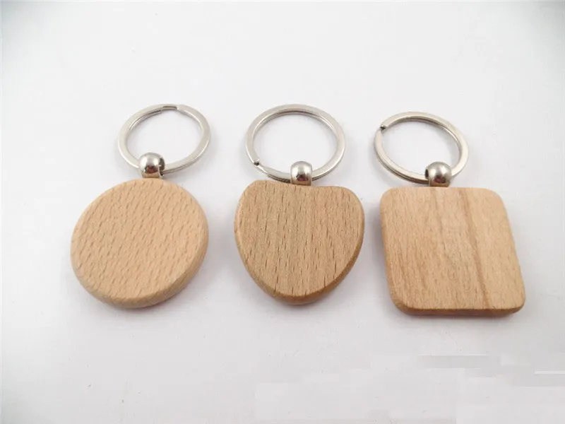 6Designs Blank Wooden Key Chain Rectangle Heart Round DIY CARVING Keyring Wood Keychain Tags Cadeaux 2772192