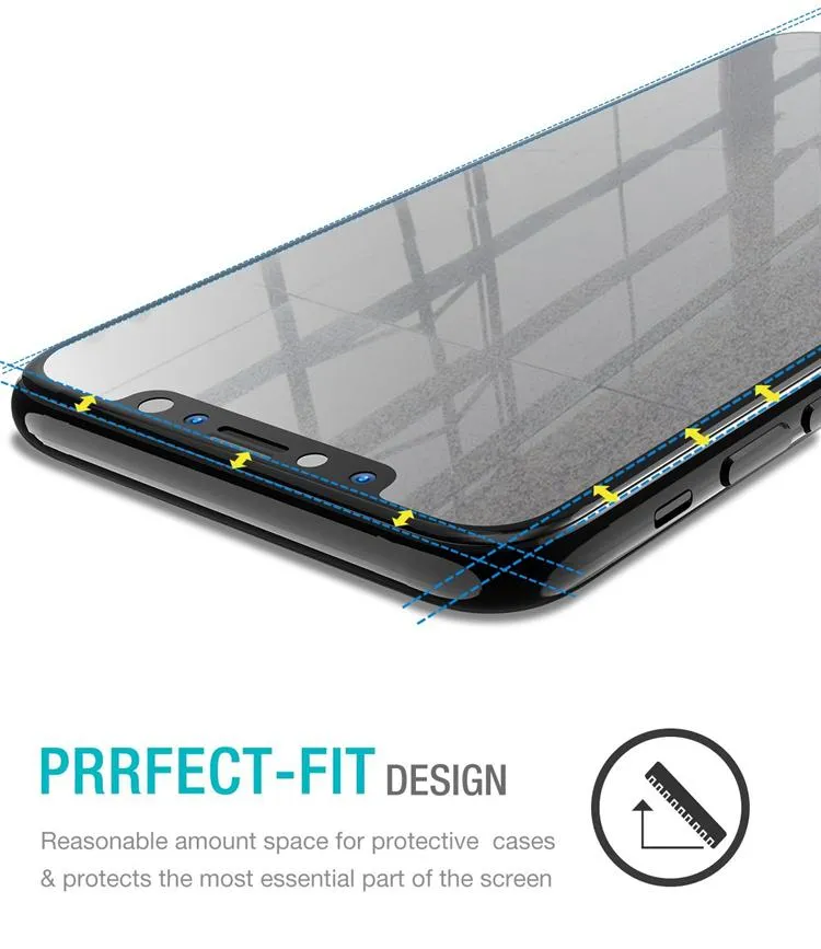 För iPhone XS Max 6.5inch XR Hempered Glass Screen Protector iPhone X 8 Plus 7 6s Protect Film för Samsung S7 S8 S9 Plus med detaljhandelspaketet