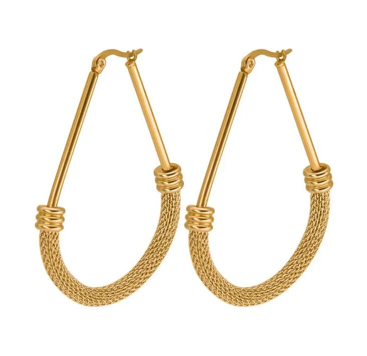 Nuovo tipo di catena di moda grande orecchino donna uomo titanio acciaio inossidabile oro nero oro rosa orecchino triangolo 10 paia / lotto2779686