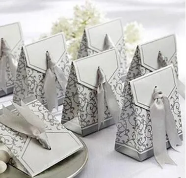 Hot Wedding Favour Favor Bag Cake Gift Wrap Paper Boxes Bags Anniversary Party Birthday Baby Shower Presents Box gold silvery