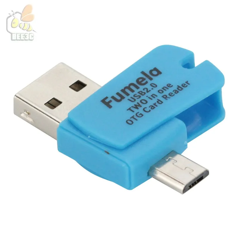 Lecteur de carte universel deux en un, pour téléphone portable, PC, lecteur de carte Micro USB OTG, mémoire OTG TF/SD, android otg, 300 pièces