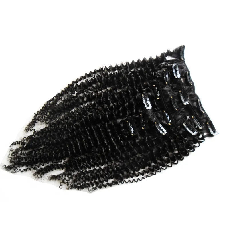 Clip nelle estensioni dei capelli umani Clip ricci afro crespi 100g / set 4B 4C Brasiliano naturale capelli umani Clip ins