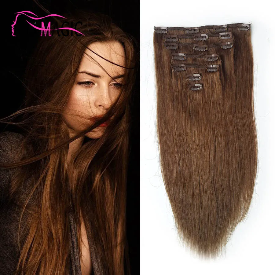 Brazilian Clip In Hair Extensions 100g Natural Color Straight Human Hair Clip Ins Dyeable Bleach No Shedding Tangle Free From Ali magic hair 27.93 DHgate.Com