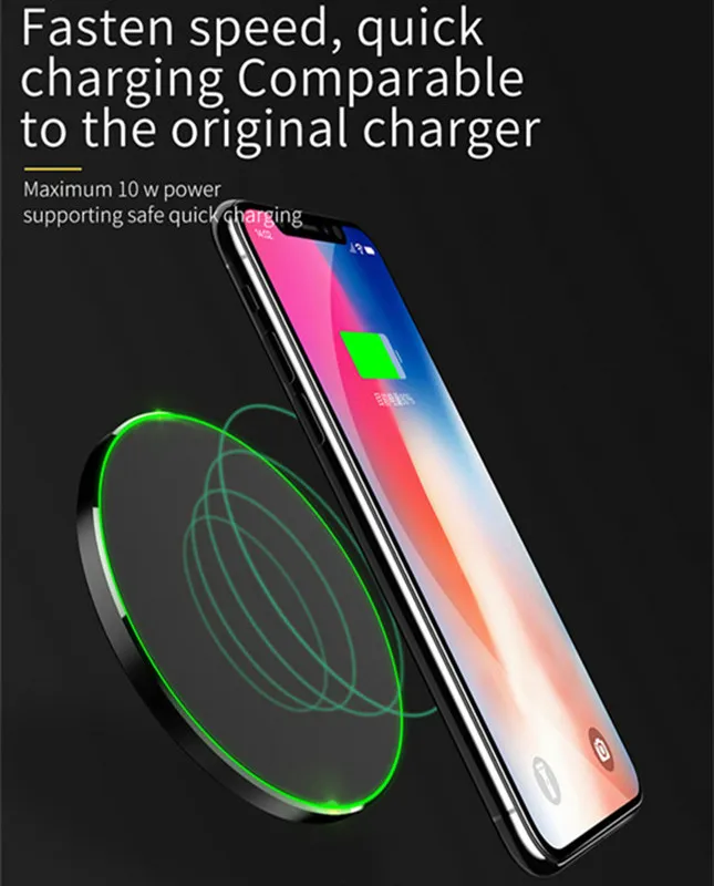 Fast Qi Wireless Charger Pad Power Ultra-tihin With Colorful Edge For iphone X 8plus Samsung S8plus 8 All Qi-abled devices With retail Box