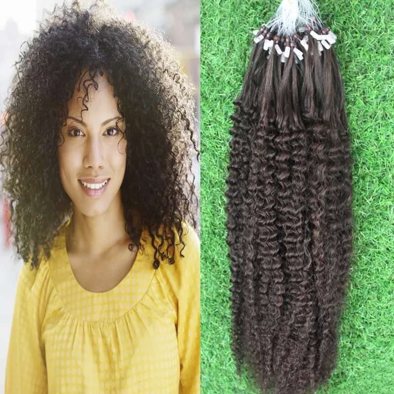 Kinky Curly Micro Loop Extensions Extensions человеческих волос 100 г Микро-петля 1G Кудрявые 100s 1G Микро петлиные кольца наращивания волос