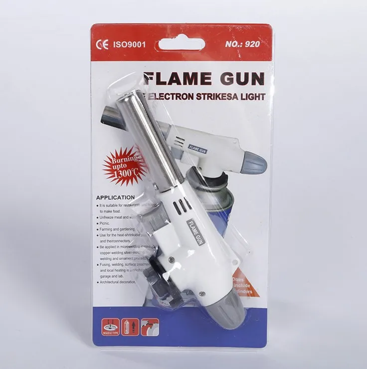 Flame Gun Wind Volledig Automatische Elektronische Vlam Tool Butaan Branders Gasadapter Torch Aansteker Wandelen Camping Equipment E2S