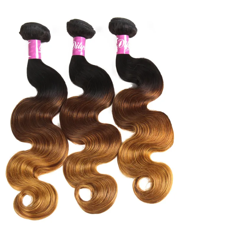 Brésilien Vierge Cheveux Malaisien Indien Péruvien Ombre Cheveux Humains 1B/4/27 Bundles Vague de Corps 3 PiècesDouble Trames Extensions de Cheveux