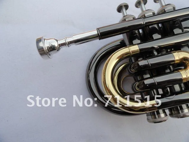 OVES Unique Beautiful Pocket Bb Trumpet Professional Musical Instrument Brass Tube Surface Black Plated Trumpet With Case