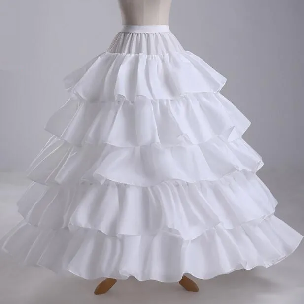 I lager Nya Fyra Hoops Fem Ruffles Lager A-Line Petticoats Slip Bridal Crinoline för bollklänningar Quinceanera Wedding Prom Dresses