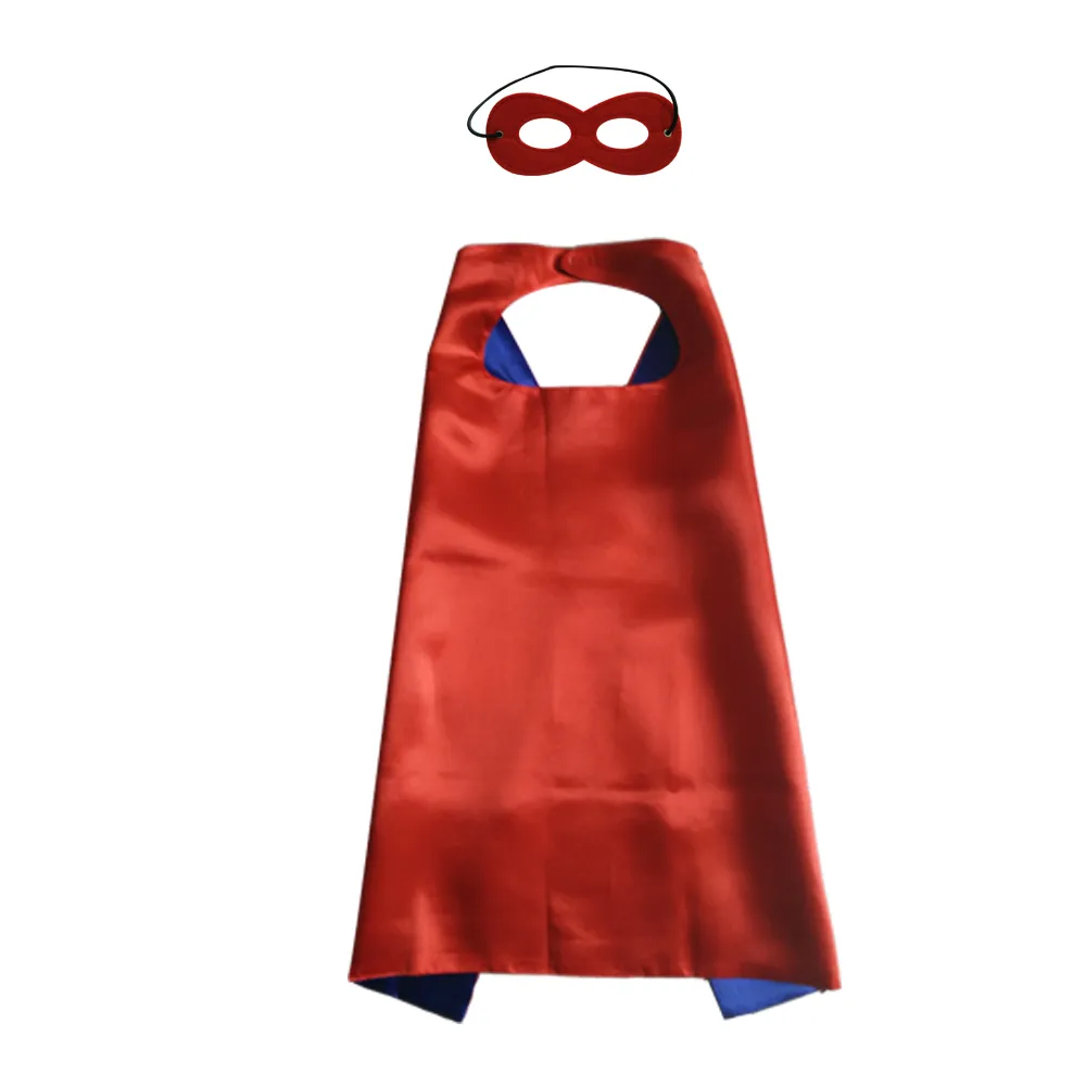 halloween cosplay cape with mask double layer superhero cape 70cm * 70cm wholesale satin kids favor cosplay clothing