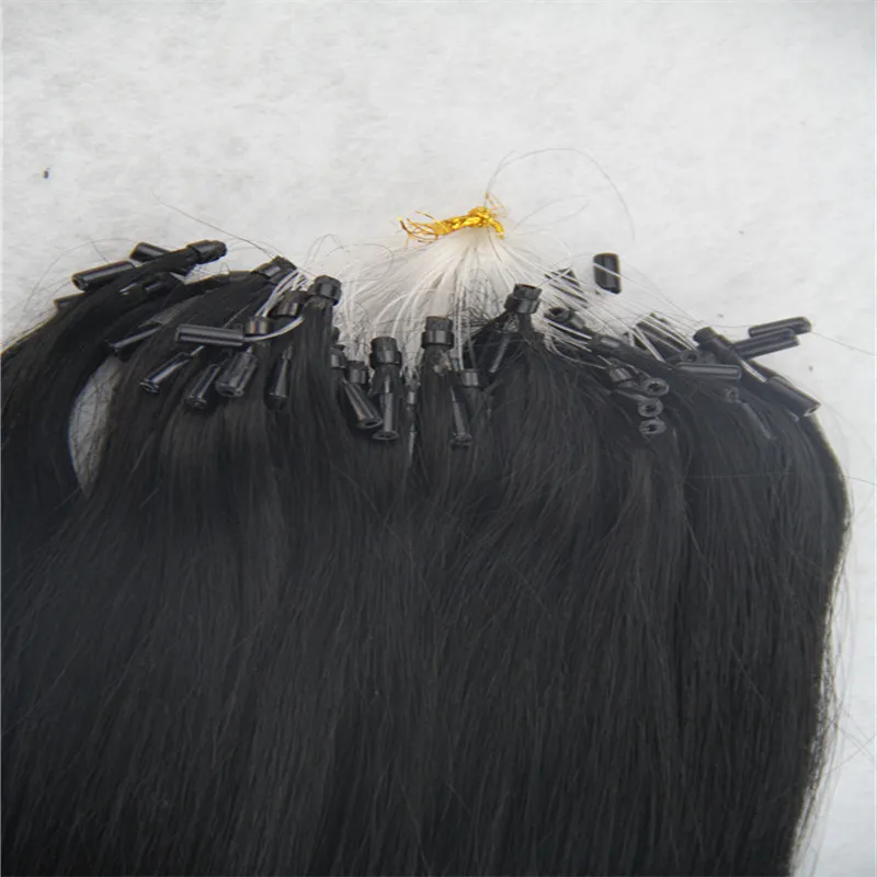 Jet Black Prosto Micro Loop Ring Hair Extension 100g Remy Micro Bead Hair Extensions 1g / Strand Micro Link Ludzki Przedłużanie włosów