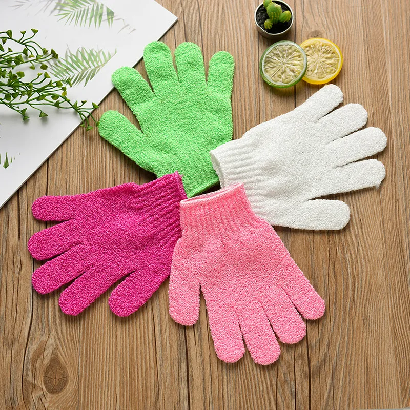 Exfoliating Wash Gloves Skin Body Bathing Mittens Scrub Massage Spa Bath Finger Gloves C4861