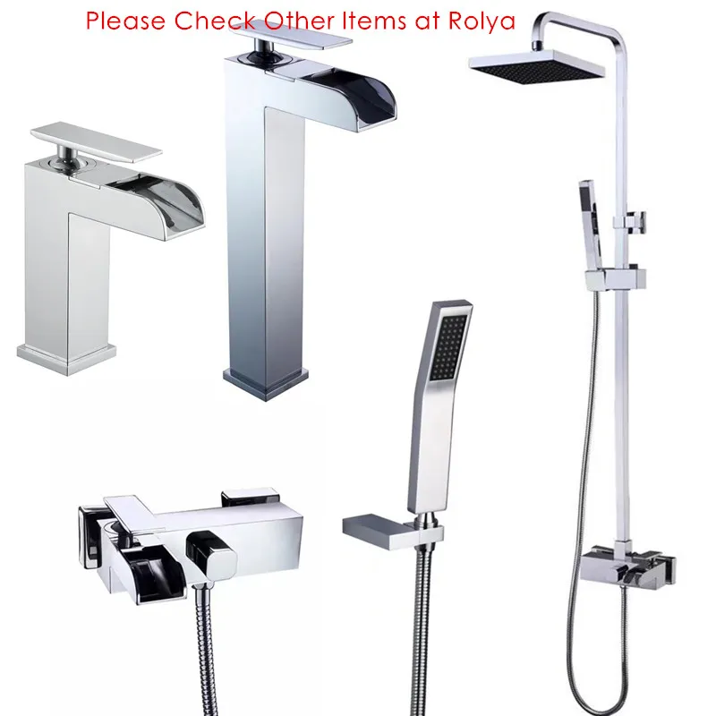 Rolya Cubix Mitigeur de douche mural en laiton massif de style carré avec douchette Chrome