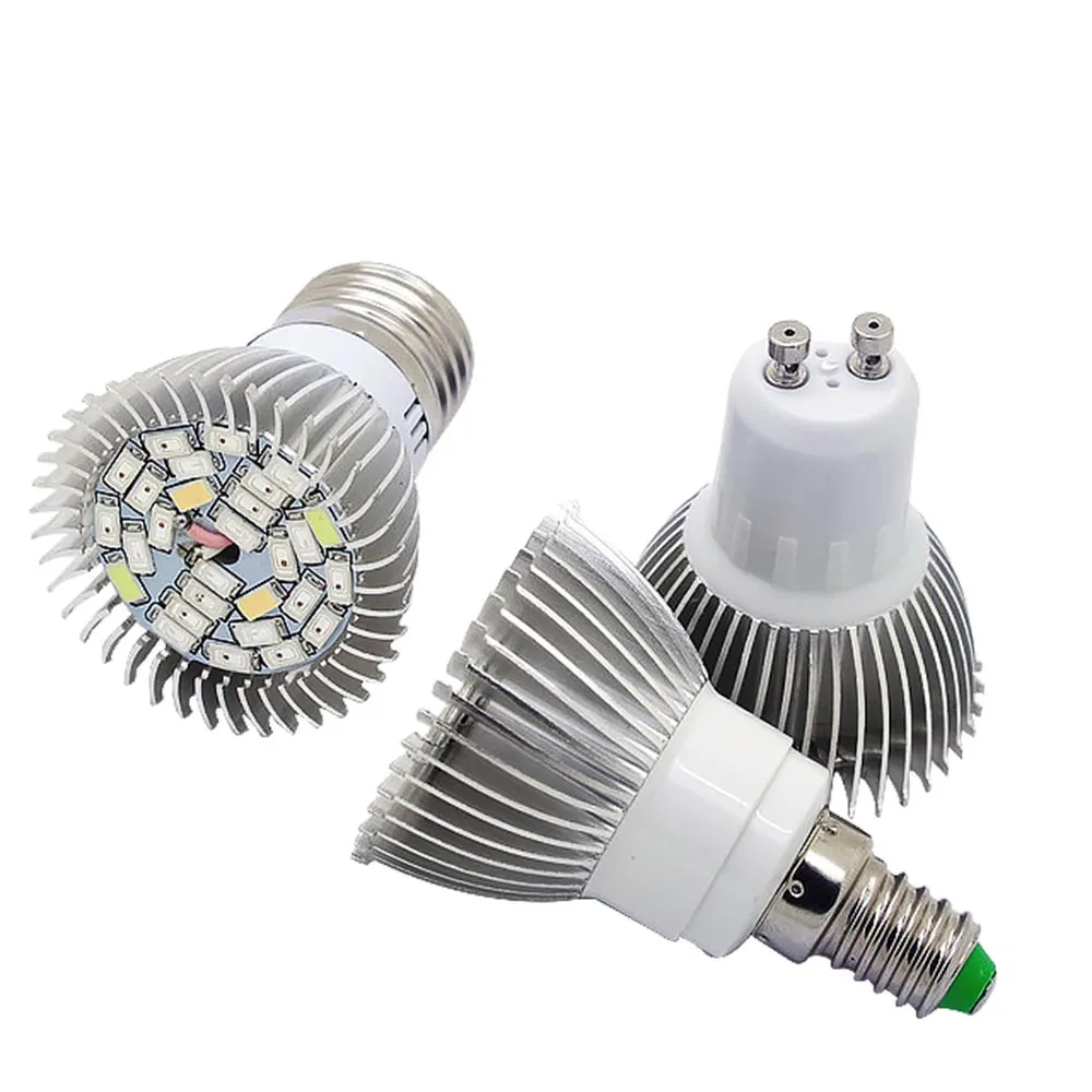 20 pièces LED élèvent la lumière à spectre complet Led plante lampe 28W E27 GU10 E14 AC85-265V 28LEDS serre intérieure culture hydroponique