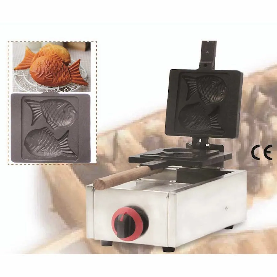 Gas vis wafel maker commerciële kleine taiyaki machine mini taiyaki pan 2 stks taiyaki cake maker NP-616