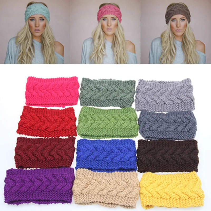 Women Hair Accessories Soft Crochet Headband Knit Flower Hairband Ear Warmer Winter Headwrap Earmuffs Fashion