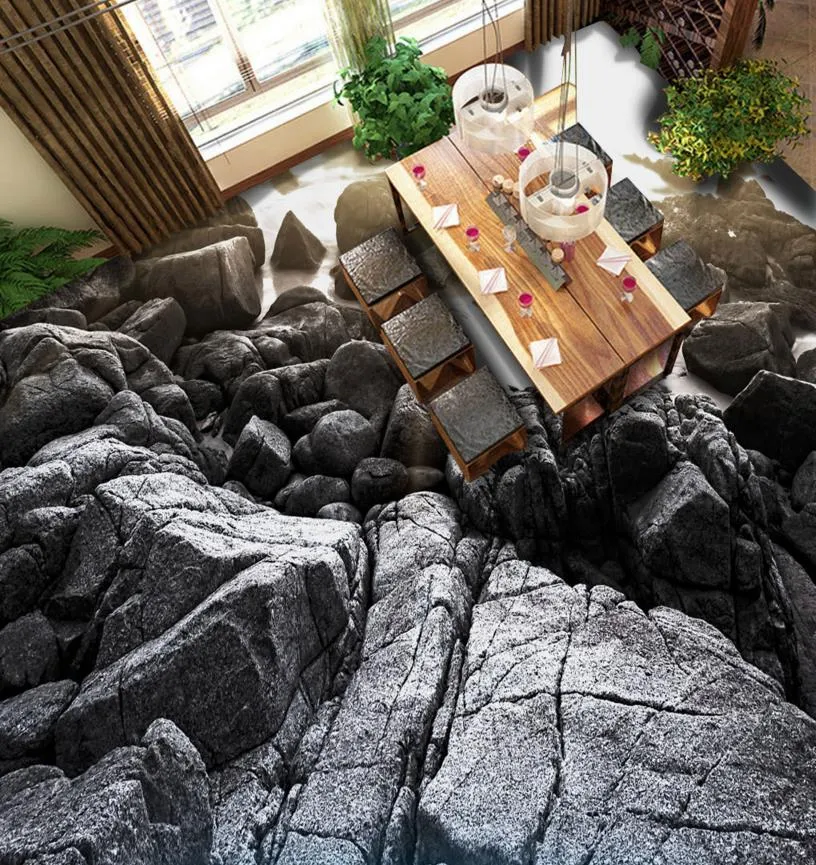 壁紙の家の装飾3D床の注文の自己接着剤の壁紙黒い石の3 dの床の壁紙のための壁紙のための壁紙のための壁紙
