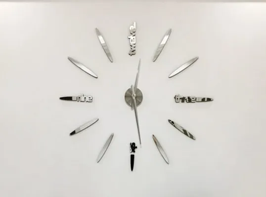 Texture di metallo grande orologio creativo parete soggiorno adesivi murali clock orologio moderno fai da te orologio da parete razzo