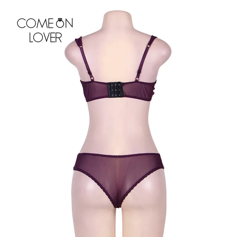 Comeonlover Ensemble Sous Vetement Femme Lingerie Violet Boudoir Femme Lingerie Ensemble érotique grande taille Ensembles de Lingerie Sexy RI80273