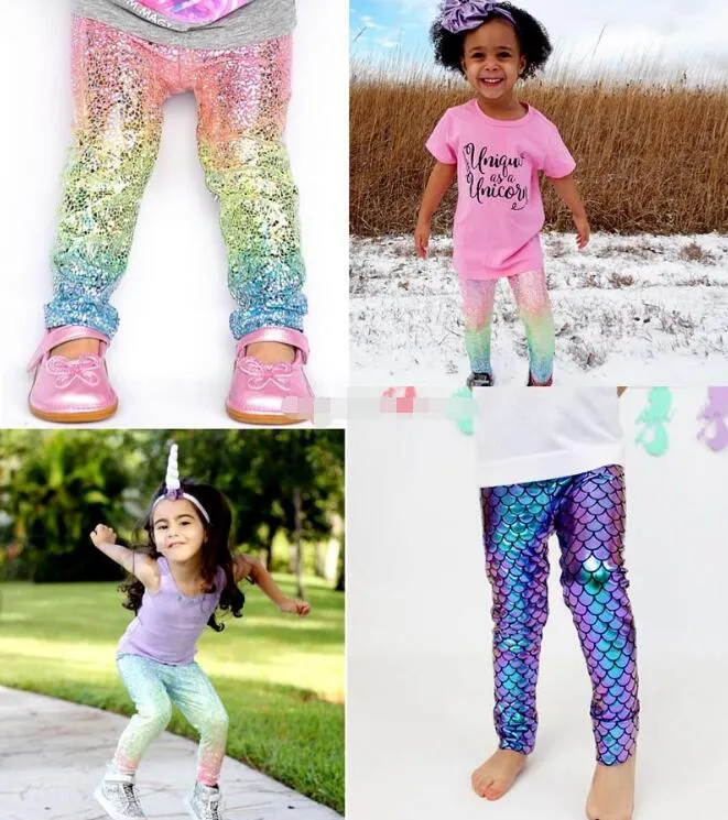 INS Baby Mädchen Einhorn Meerjungfrau Skala Gradienten Leggings Strumpfhosen Weihnachten Kinder Jungen Mode Glänzende Skala Drucken Strumpfhosen Kinder Lange Hosen BY0147